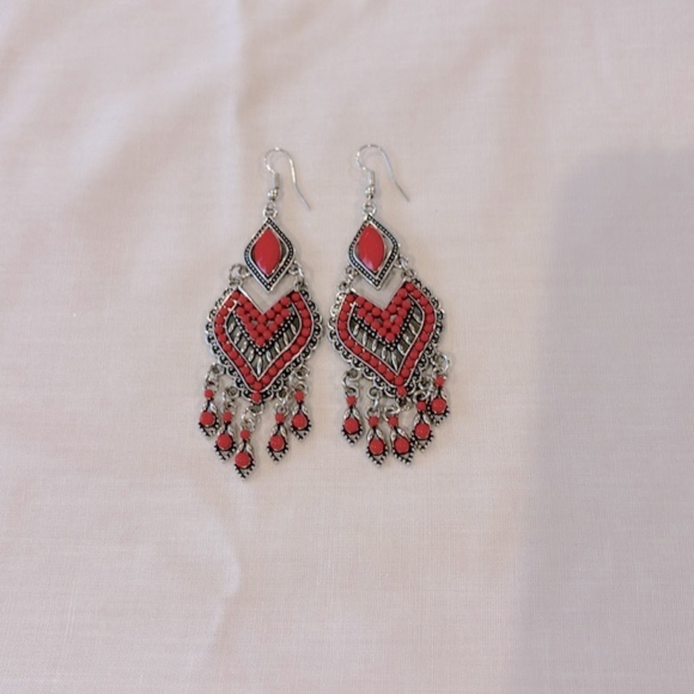 Paparazzi Red Seed Dangle Drop Earrings.